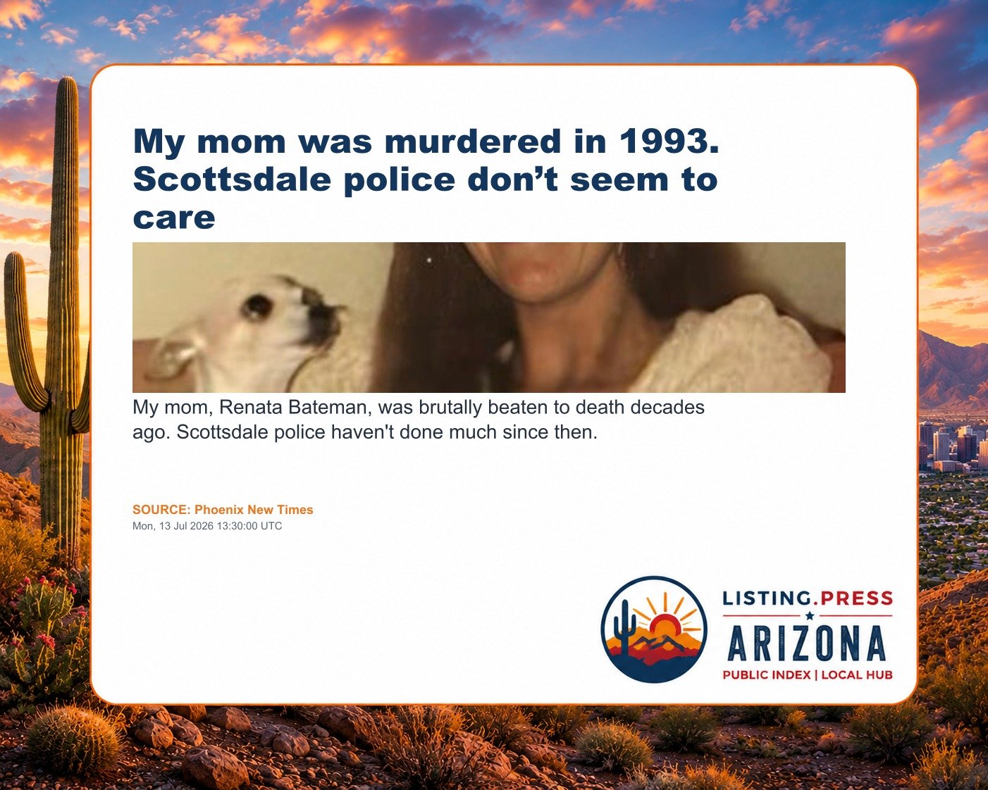 My mom was murdered in 1993. Scottsdale police don’t seem to care