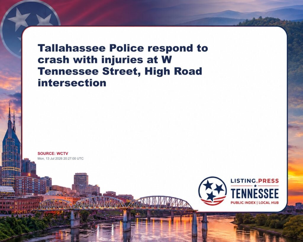 Tallahassee Police respond to crash with injuries at W Tennessee Street, High Road intersection