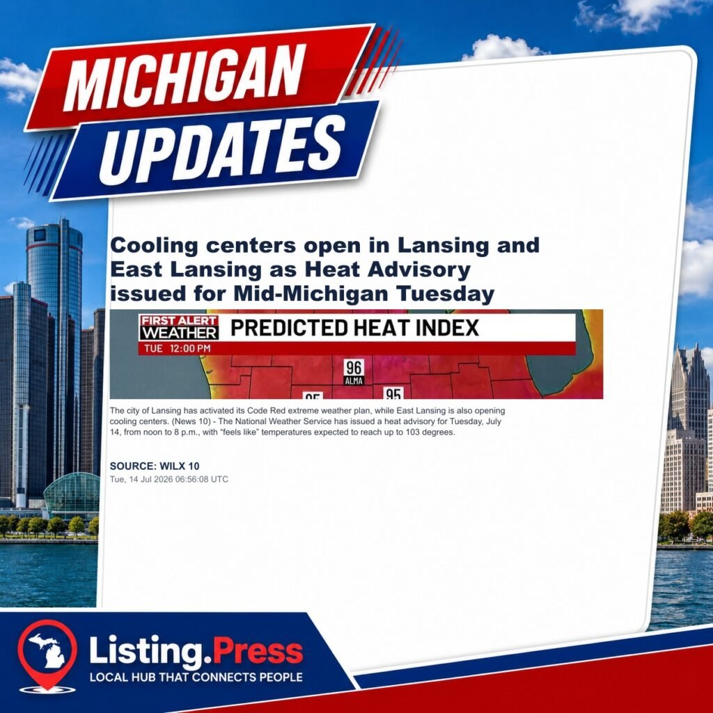 Cooling centers open in Lansing and East Lansing as Heat Advisory issued for Mid-Michigan Tuesday