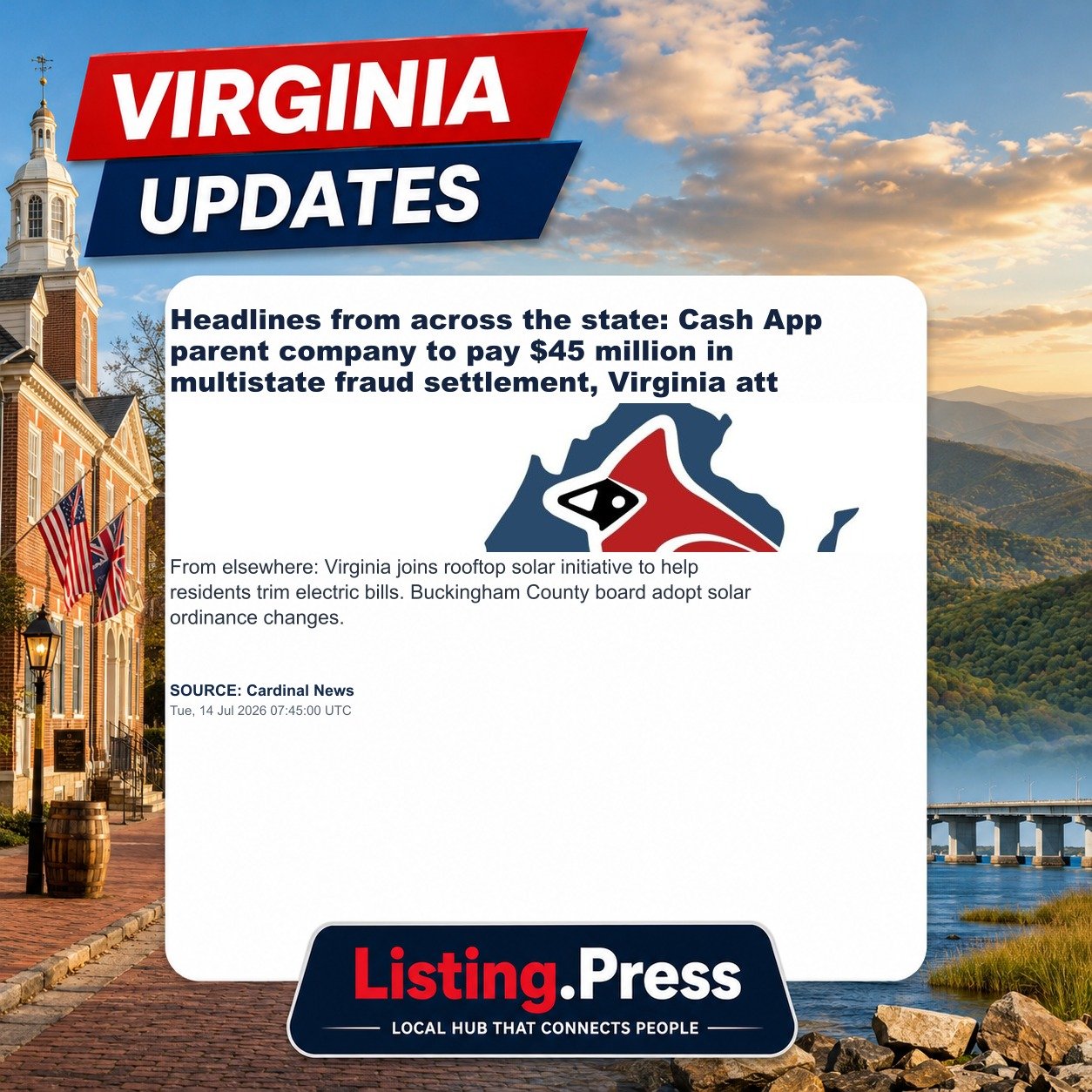Headlines from across the state: Cash App parent company to pay $45 million in multistate fraud settlement, Virginia att