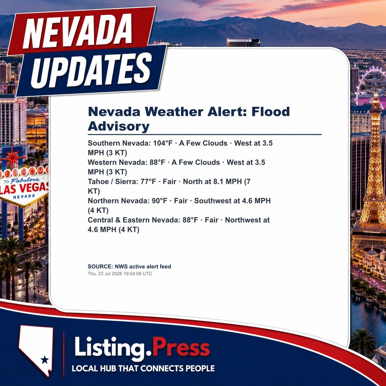 Nevada Weather Alert: Flood Advisory