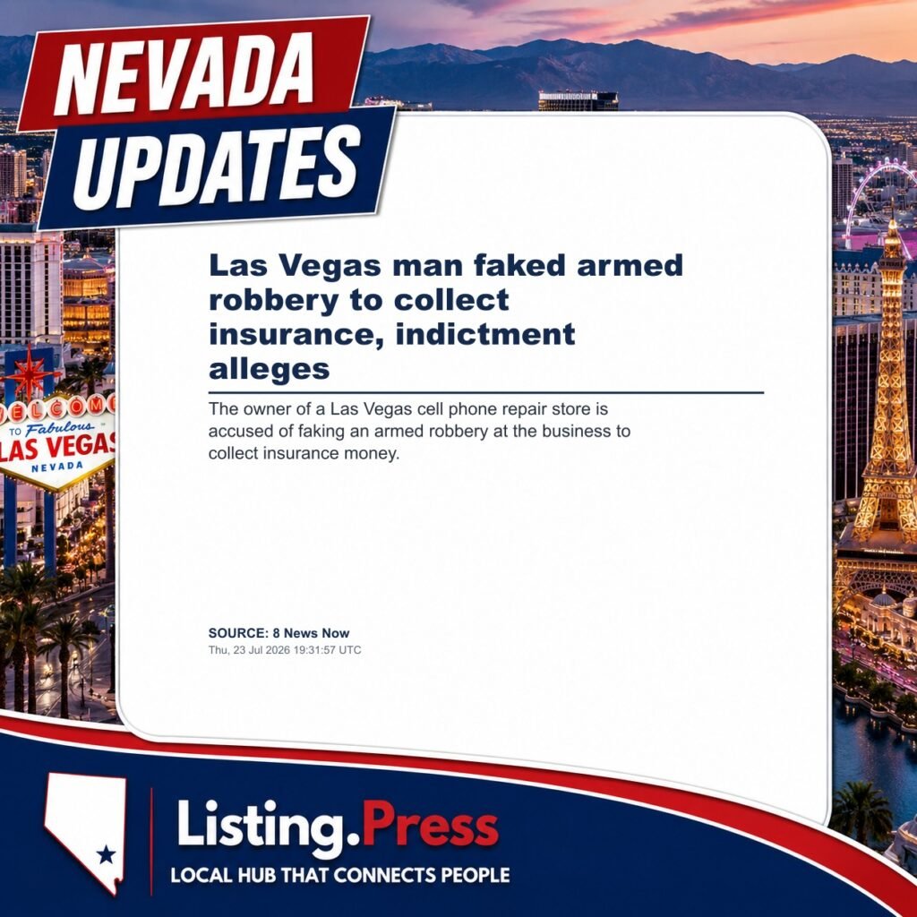 Las Vegas man faked armed robbery to collect insurance, indictment alleges