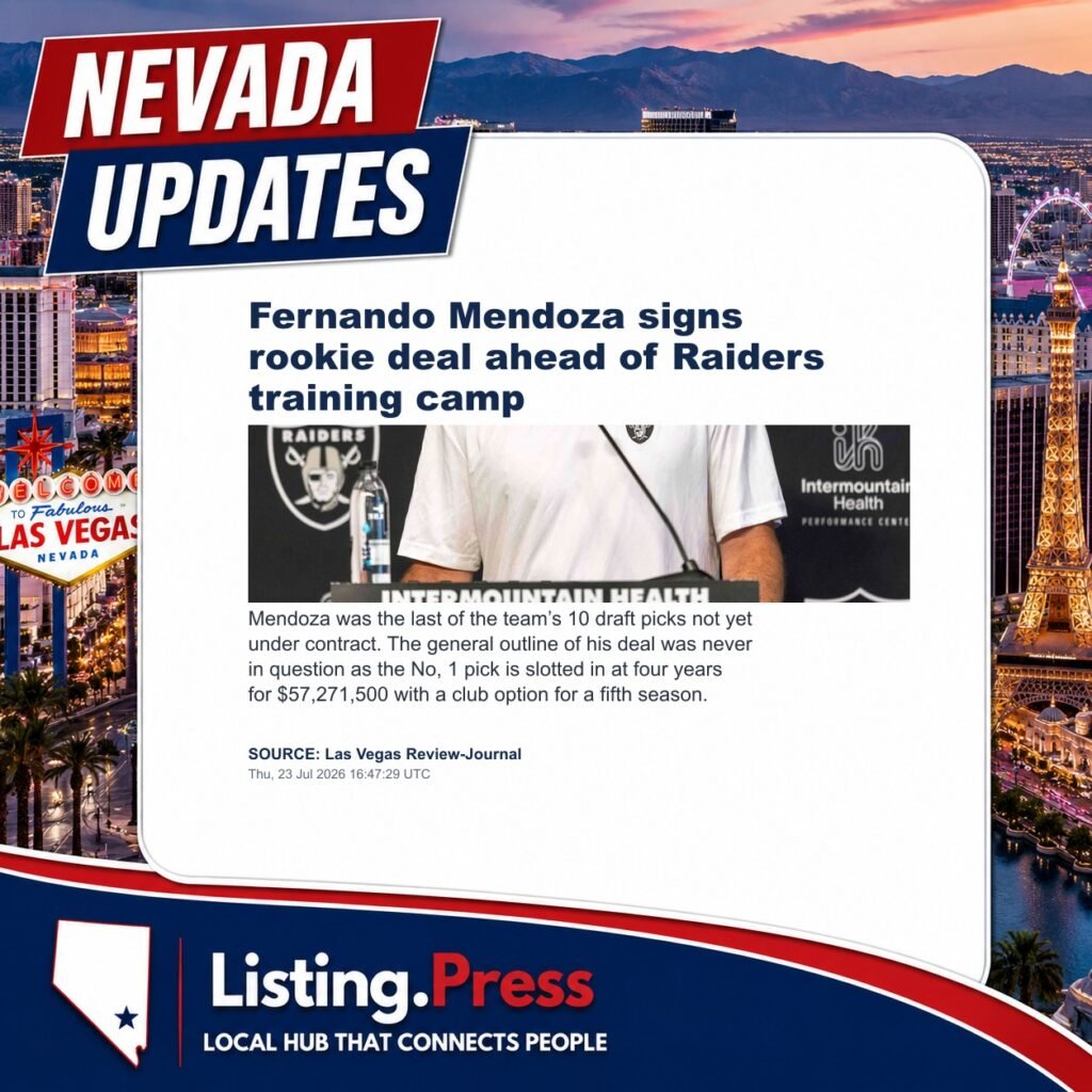 Fernando Mendoza signs rookie deal ahead of Raiders training camp