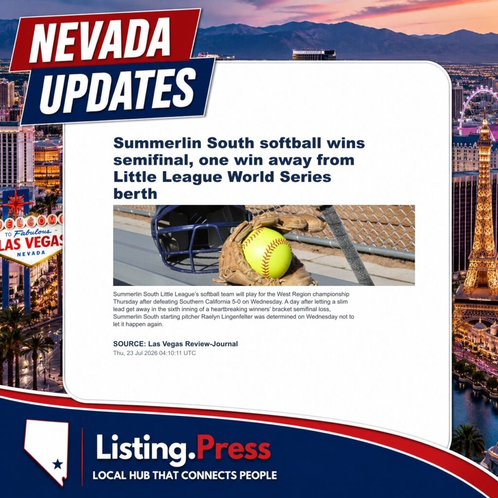 Summerlin South softball wins semifinal, one win away from Little League World Series berth