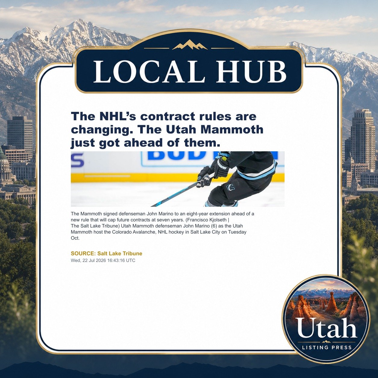 The NHL’s contract rules are changing. The Utah Mammoth just got ahead of them.
