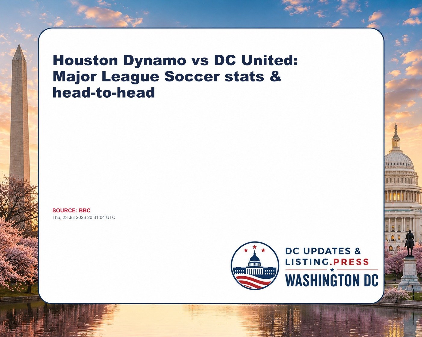 Houston Dynamo vs DC United: Major League Soccer stats & head-to-head