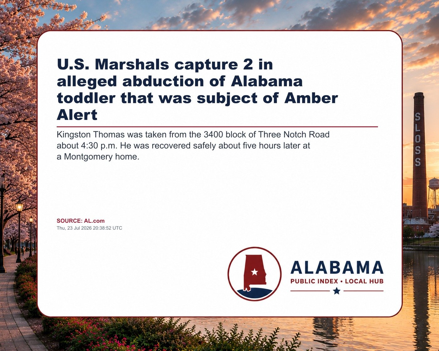 U.S. Marshals capture 2 in alleged abduction of Alabama toddler that was subject of Amber Alert