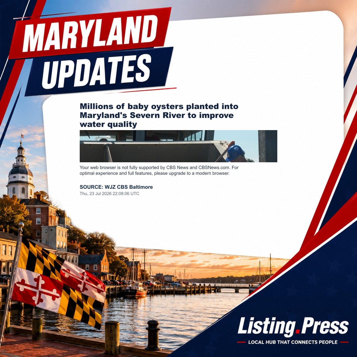 Millions of baby oysters planted into Maryland's Severn River to improve water quality