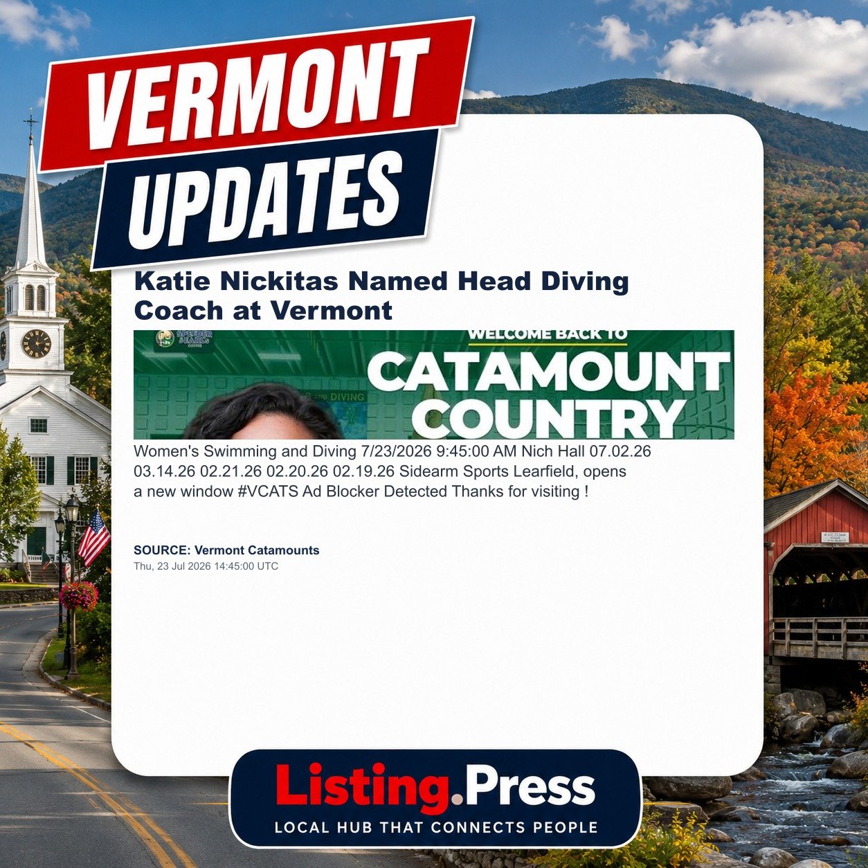 Katie Nickitas Named Head Diving Coach at Vermont
