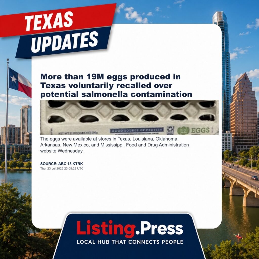 More than 19M eggs produced in Texas voluntarily recalled over potential salmonella contamination