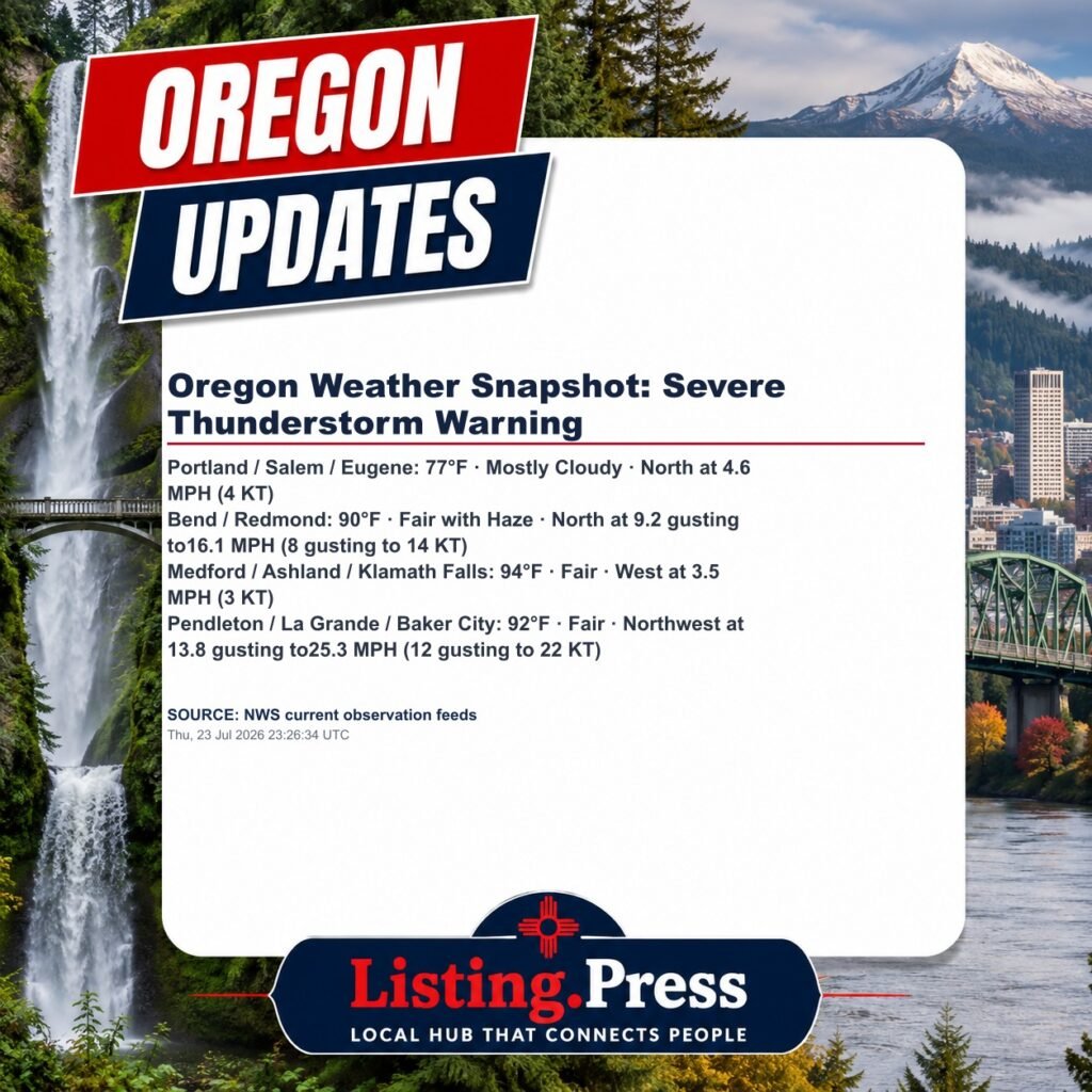 Oregon Weather Snapshot: Severe Thunderstorm Warning