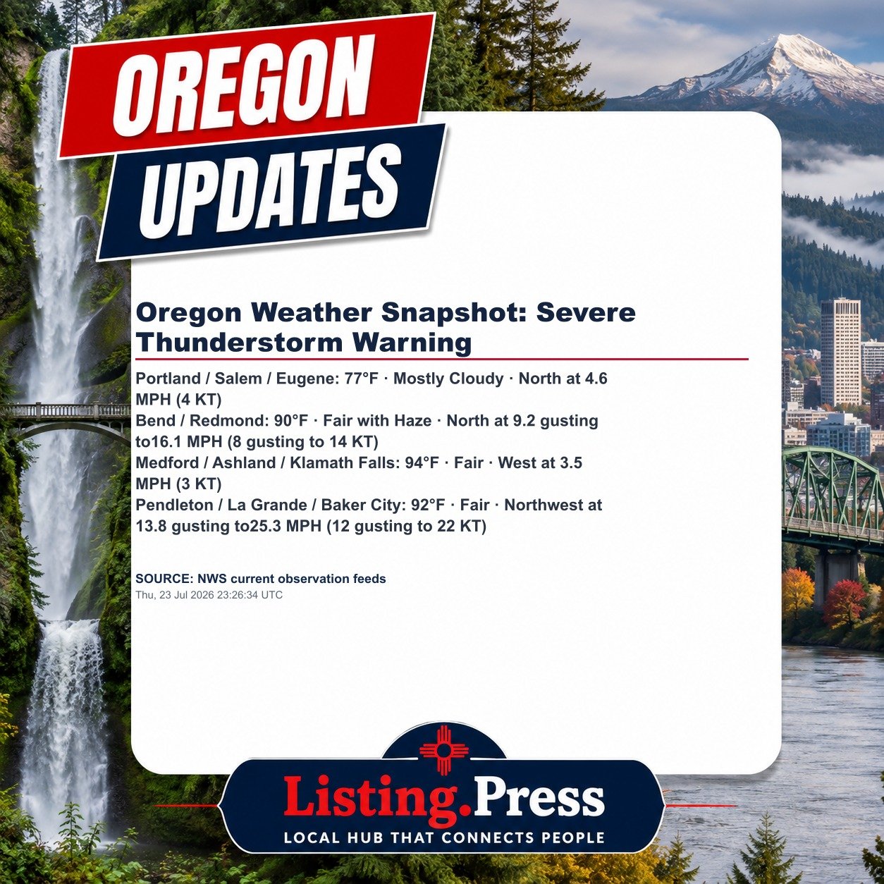 Oregon Weather Snapshot: Severe Thunderstorm Warning