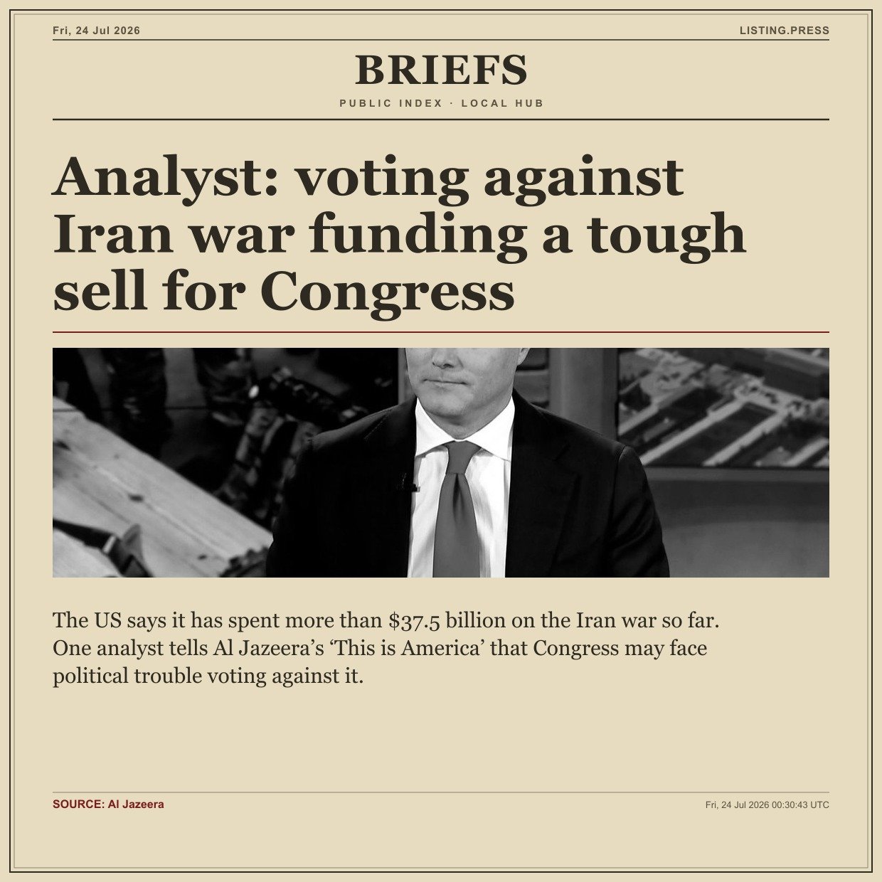 Analyst: voting against Iran war funding a tough sell for Congress