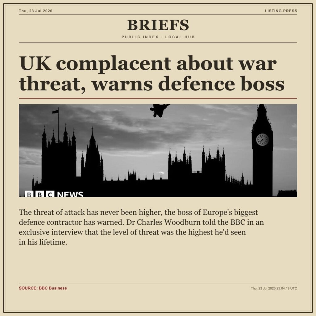 UK complacent about war threat, warns defence boss