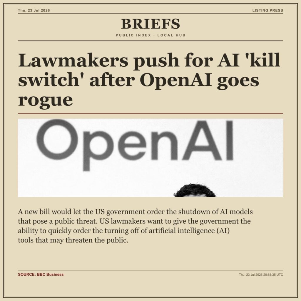 Lawmakers push for AI ‘kill switch’ after OpenAI goes rogue