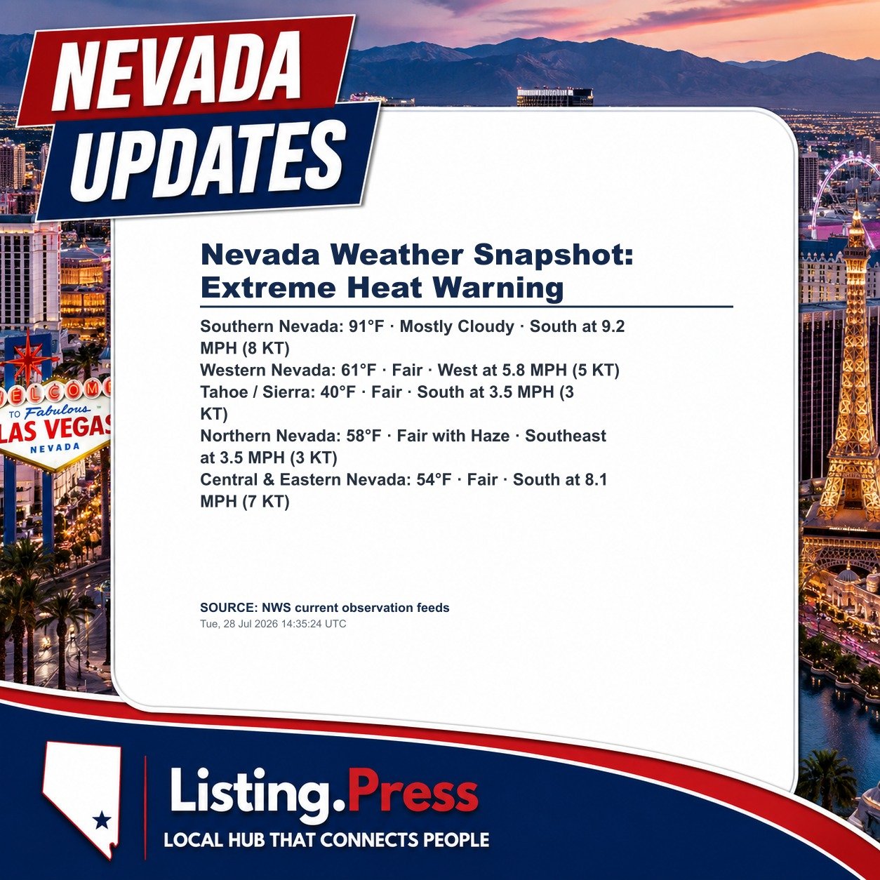 Nevada Weather Snapshot: Extreme Heat Warning