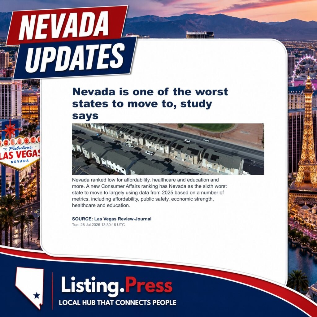 Nevada is one of the worst states to move to, study says