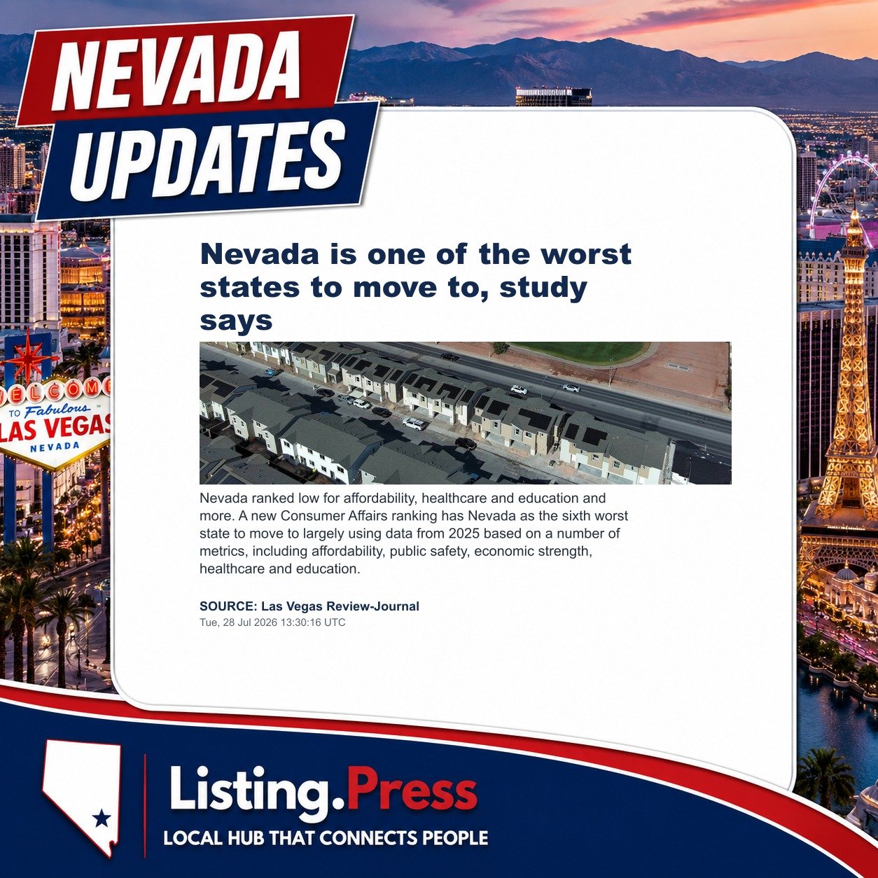 Nevada is one of the worst states to move to, study says