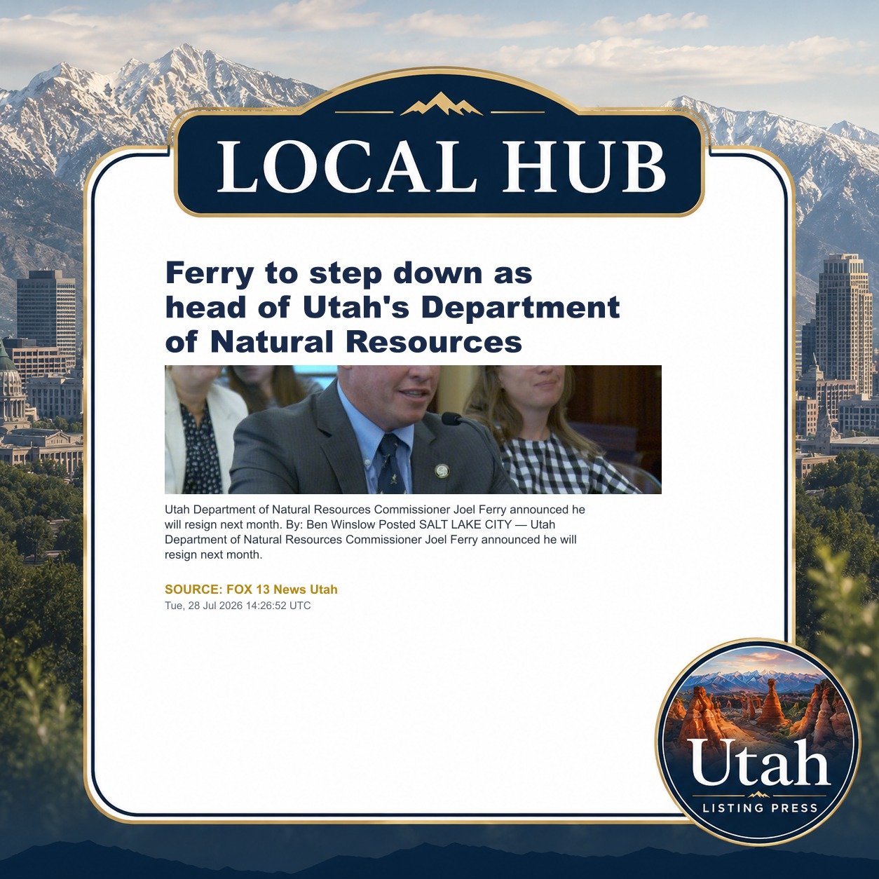 Ferry to step down as head of Utah's Department of Natural Resources