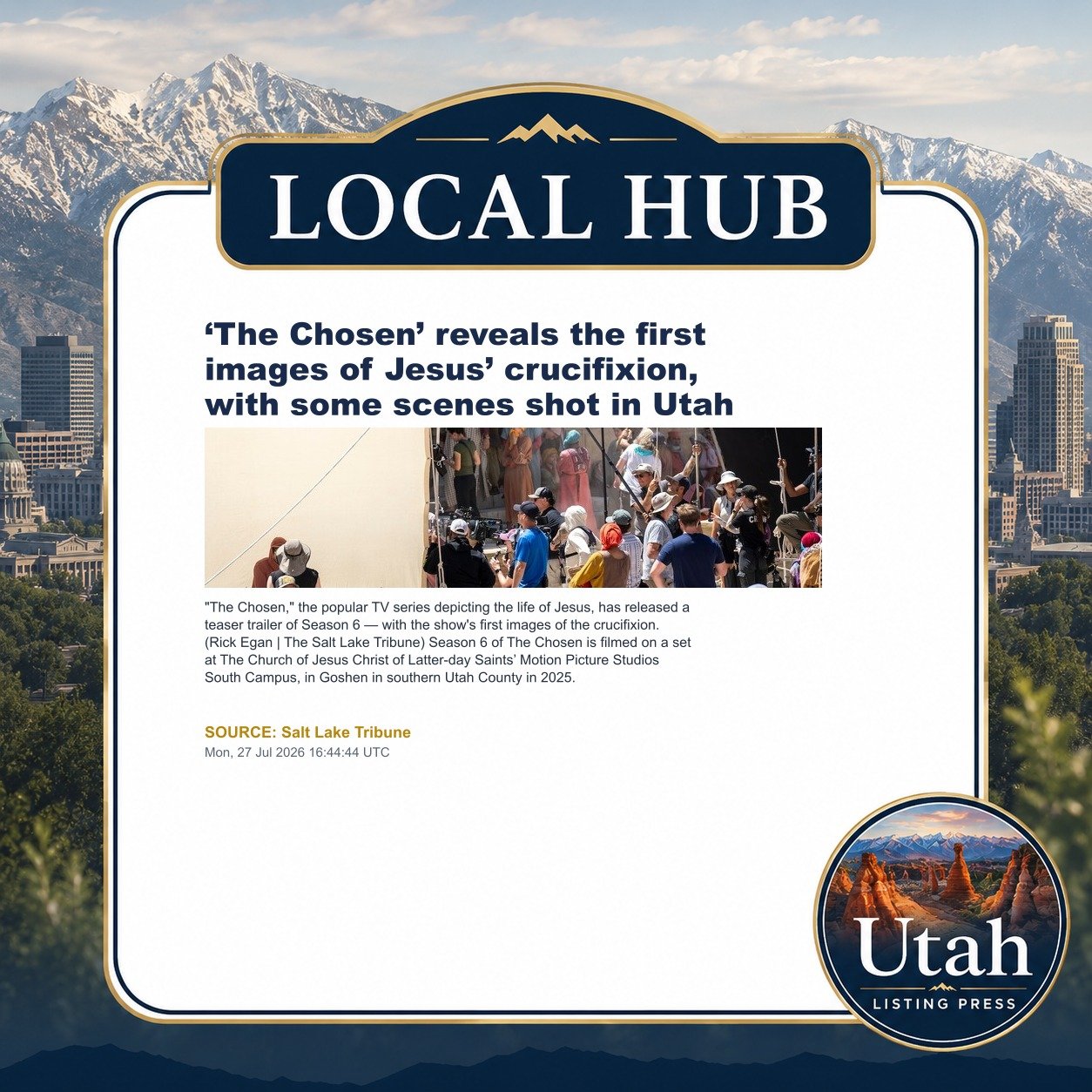 ‘The Chosen’ reveals the first images of Jesus’ crucifixion, with some scenes shot in Utah