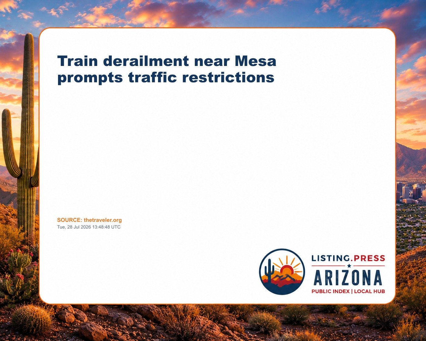 Train derailment near Mesa prompts traffic restrictions