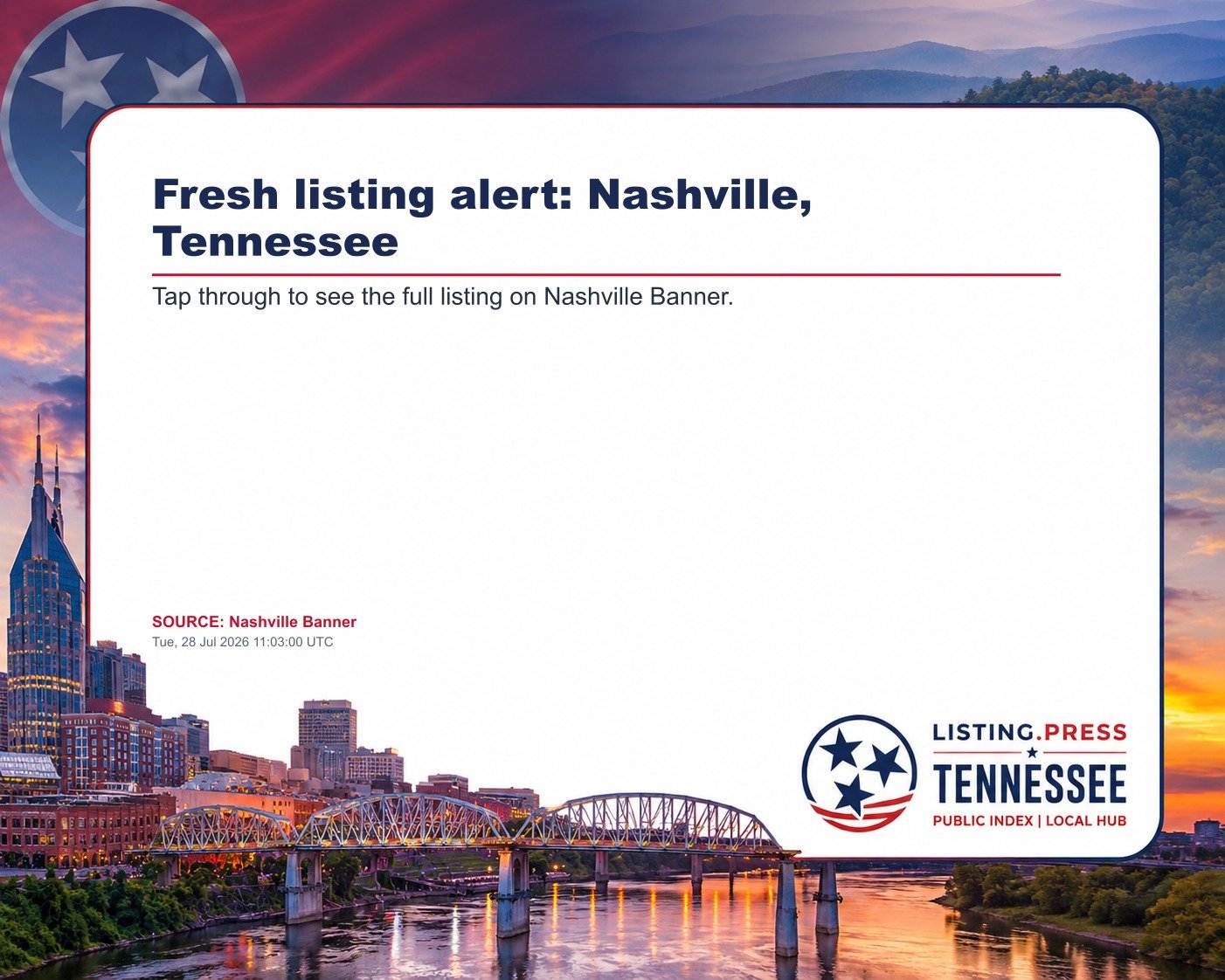 Fresh listing alert: Nashville, Tennessee