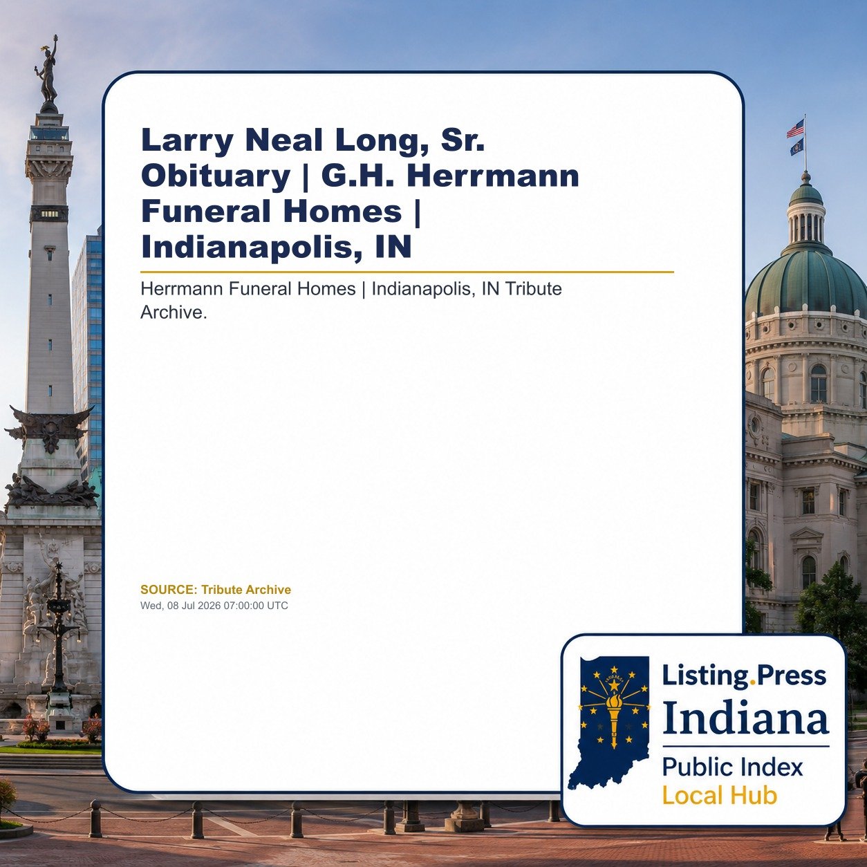 Larry Neal Long, Sr. Obituary | G.H. Herrmann Funeral Homes | Indianapolis, IN
