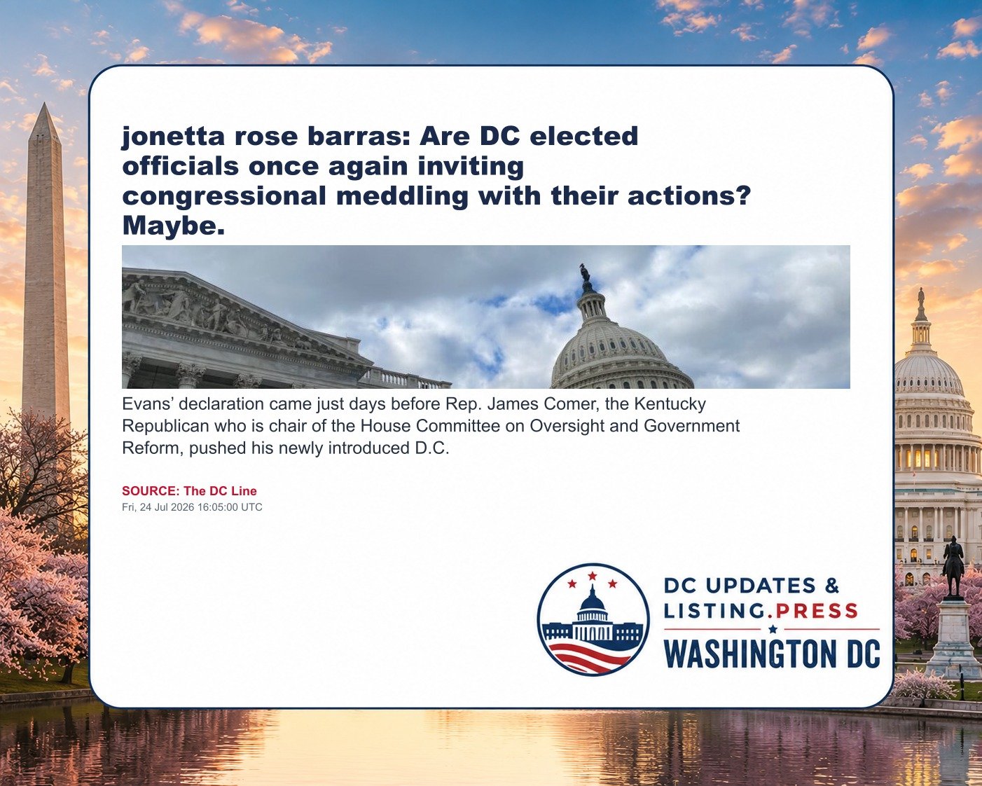 jonetta rose barras: Are DC elected officials once again inviting congressional meddling with their actions? Maybe.