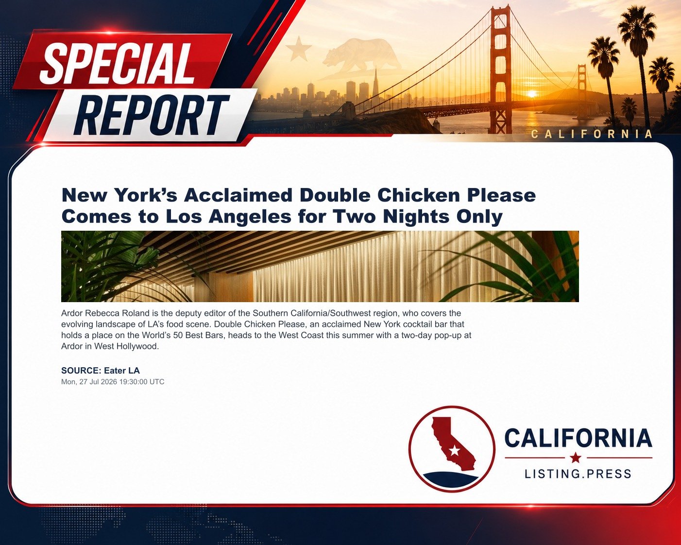 New York’s Acclaimed Double Chicken Please Comes to Los Angeles for Two Nights Only
