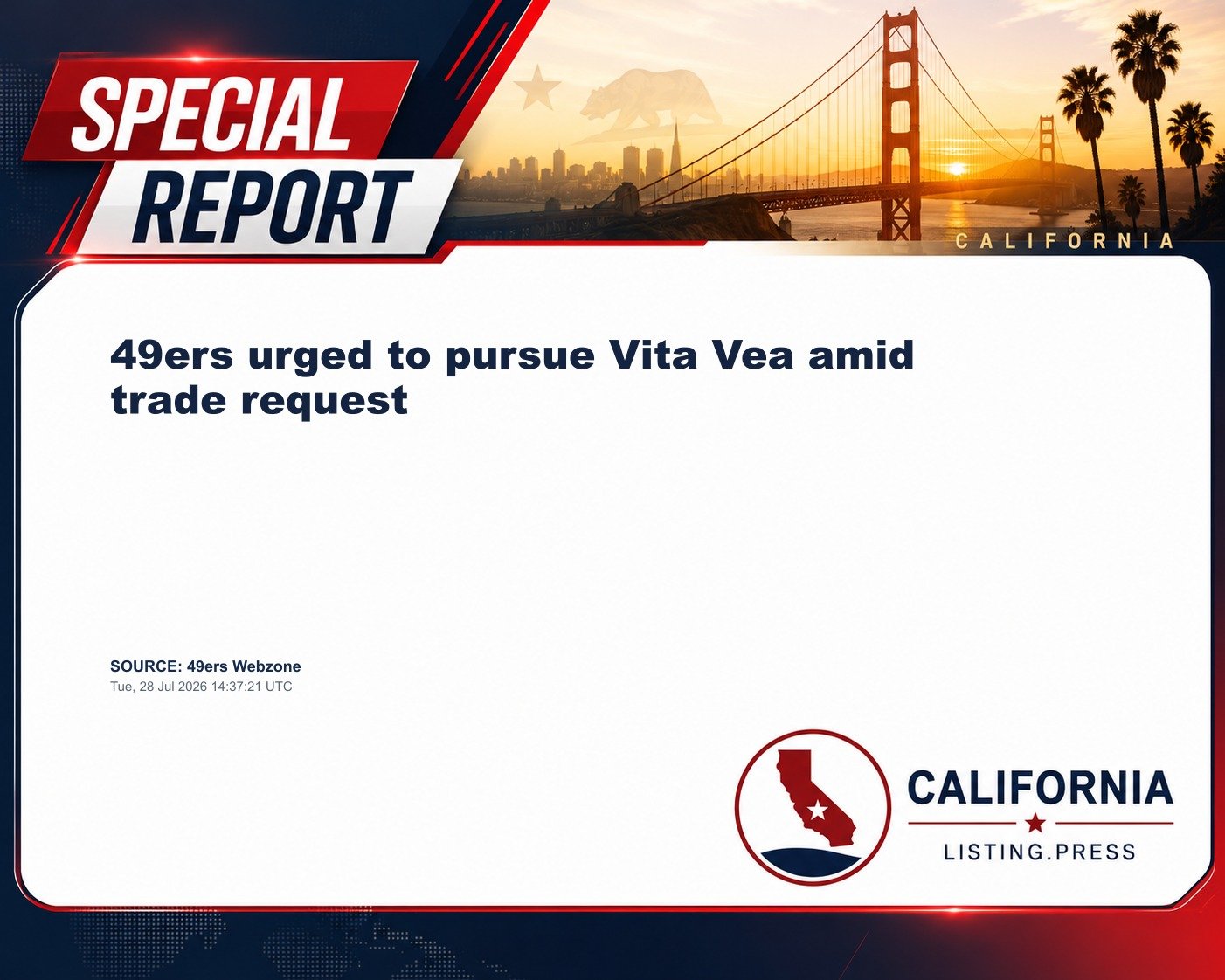 49ers urged to pursue Vita Vea amid trade request