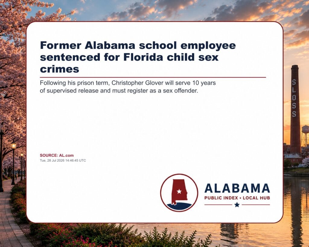 Former Alabama school employee sentenced for Florida child sex crimes