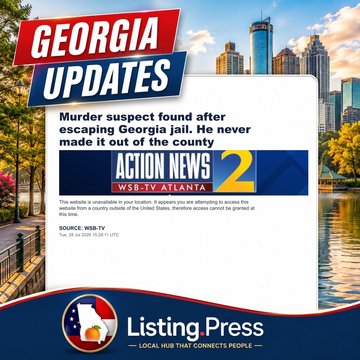 Murder suspect found after escaping Georgia jail. He never made it out of the county