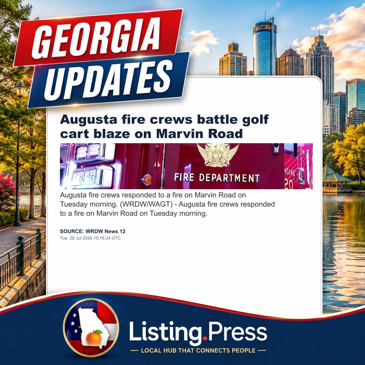 Augusta fire crews battle golf cart blaze on Marvin Road