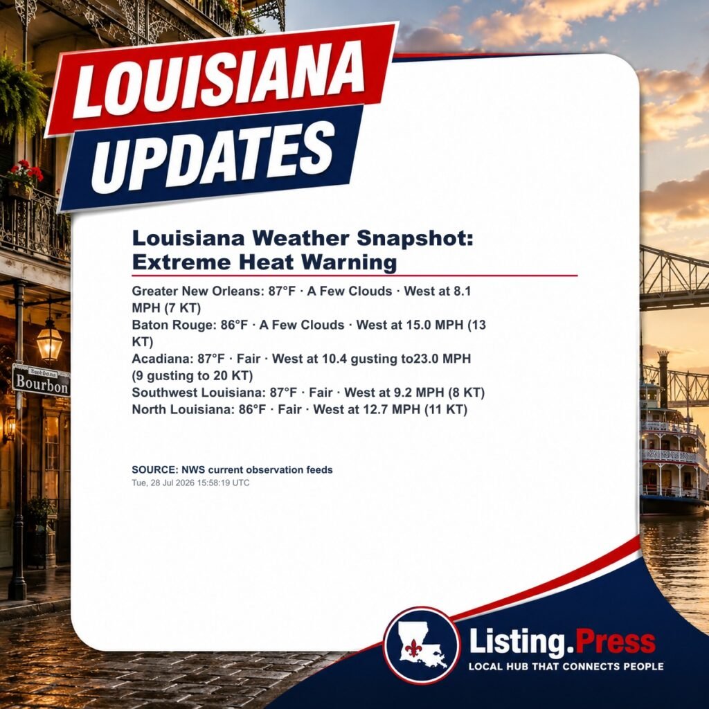 Louisiana Weather Snapshot: Extreme Heat Warning