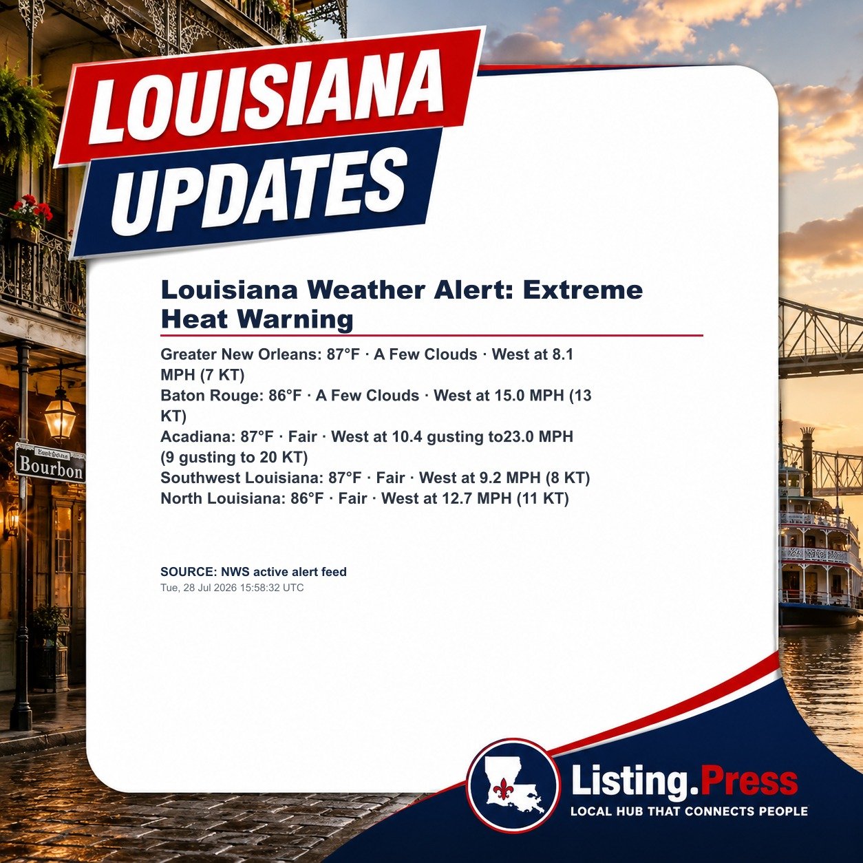 Louisiana Weather Alert: Extreme Heat Warning