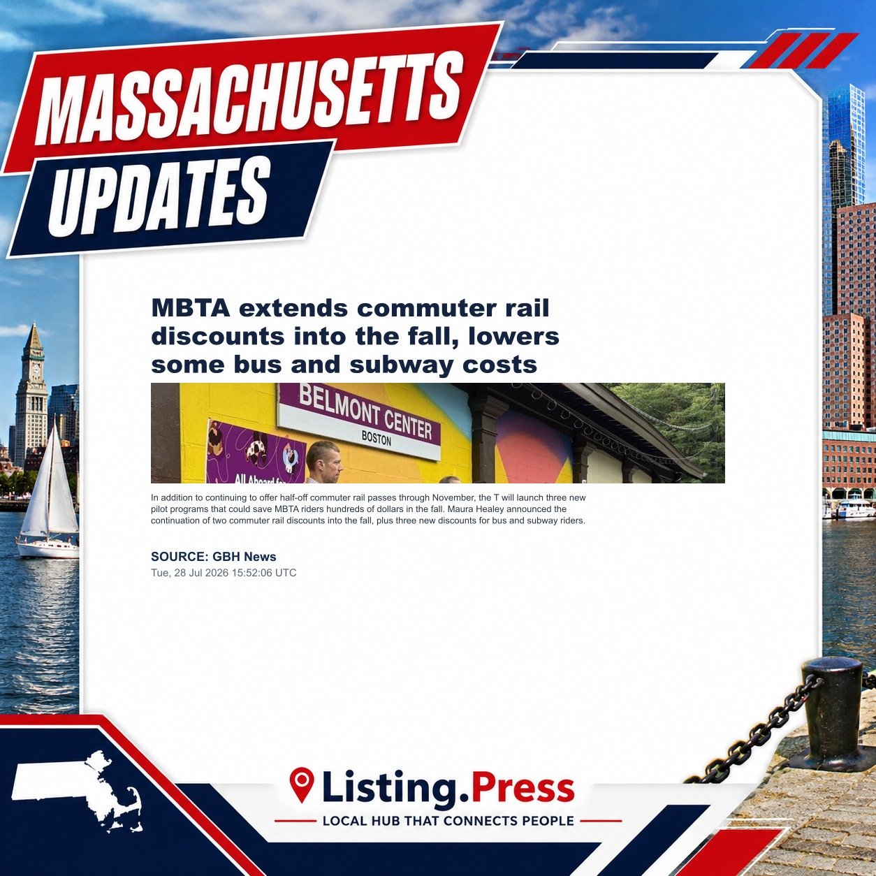MBTA extends commuter rail discounts into the fall, lowers some bus and subway costs