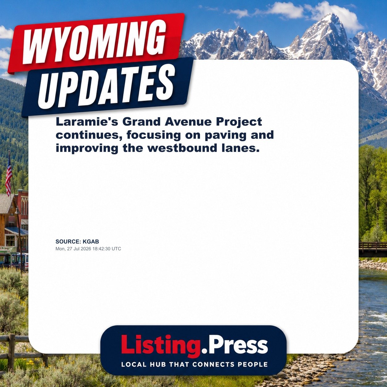Laramie's Grand Avenue Project continues, focusing on paving and improving the westbound lanes.