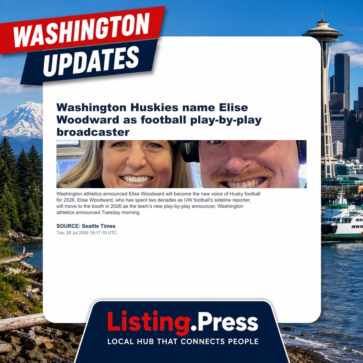 Washington Huskies name Elise Woodward as football play-by-play broadcaster