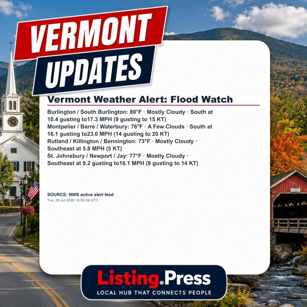 Vermont Weather Alert: Flood Watch