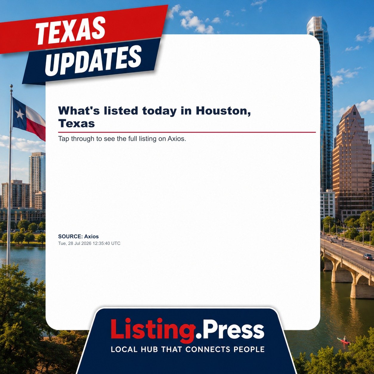 What's listed today in Houston, Texas