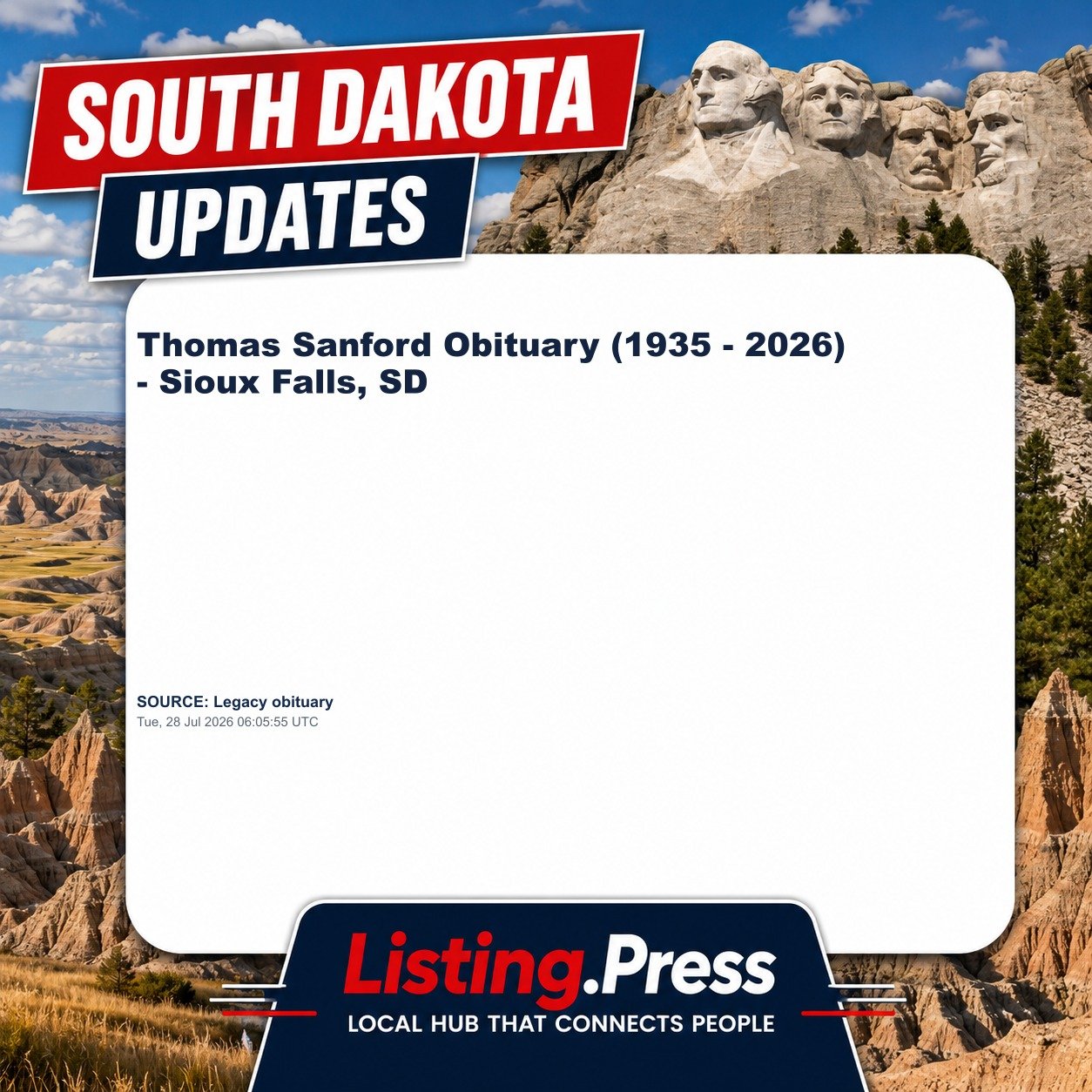 Thomas Sanford Obituary (1935 - 2026) - Sioux Falls, SD