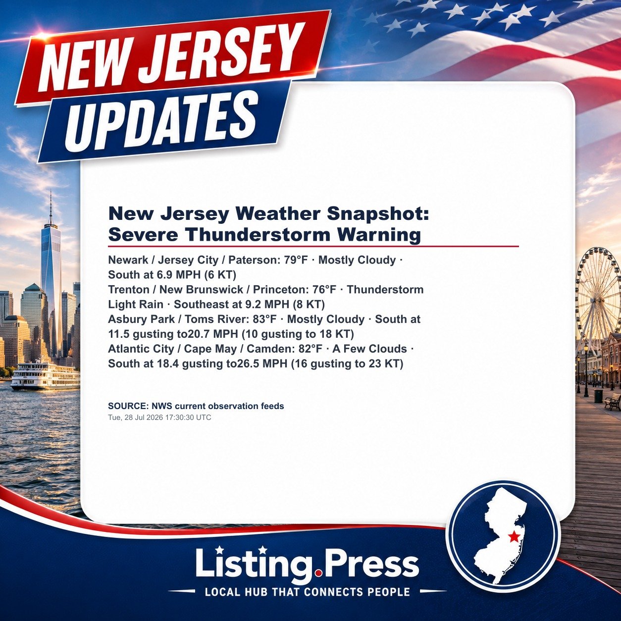 New Jersey Weather Snapshot: Severe Thunderstorm Warning