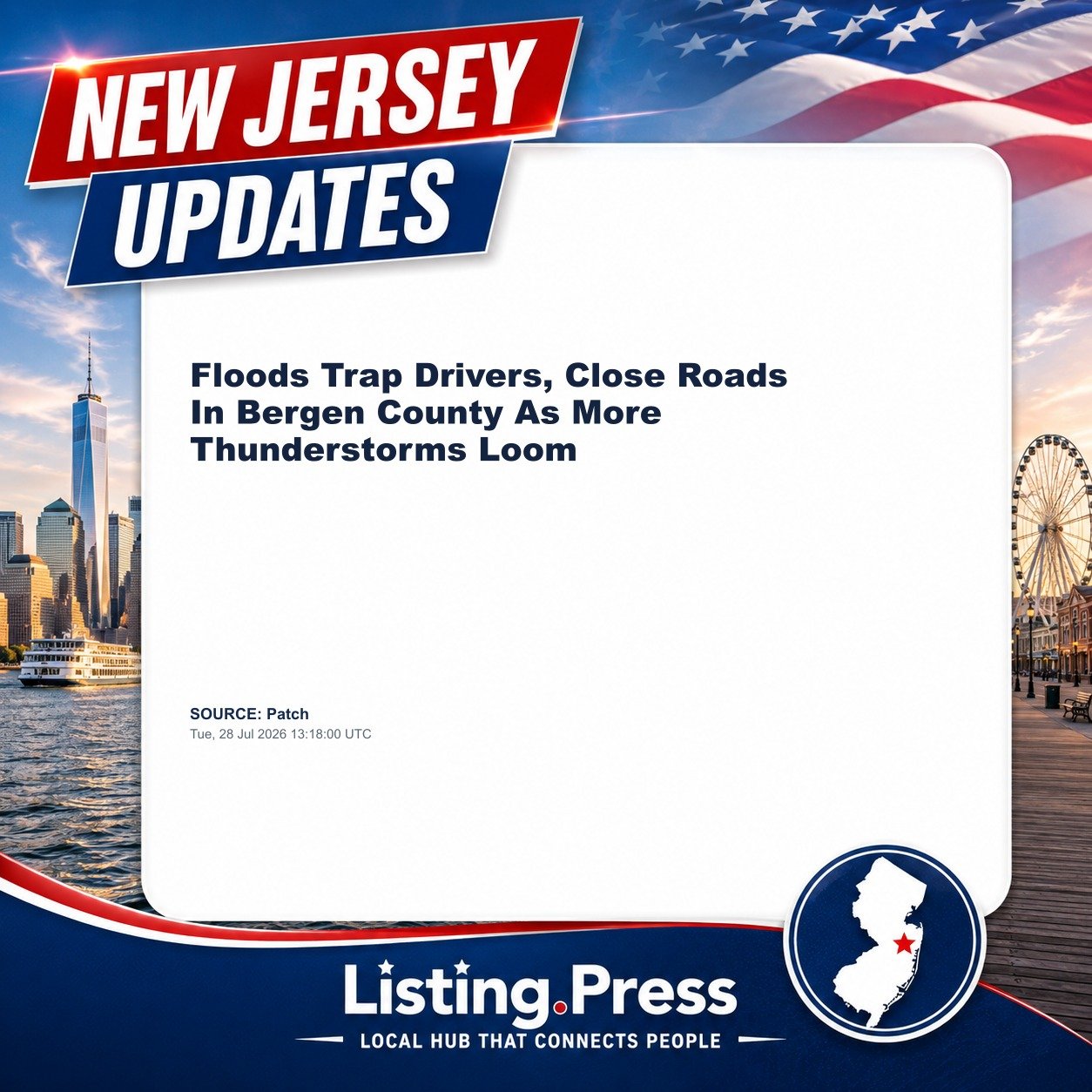 Floods Trap Drivers, Close Roads In Bergen County As More Thunderstorms Loom