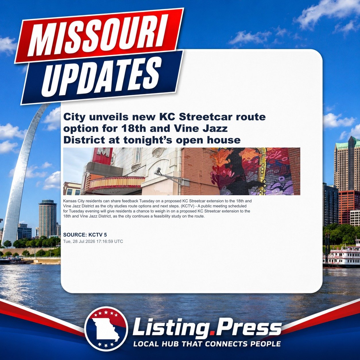City unveils new KC Streetcar route option for 18th and Vine Jazz District at tonight’s open house