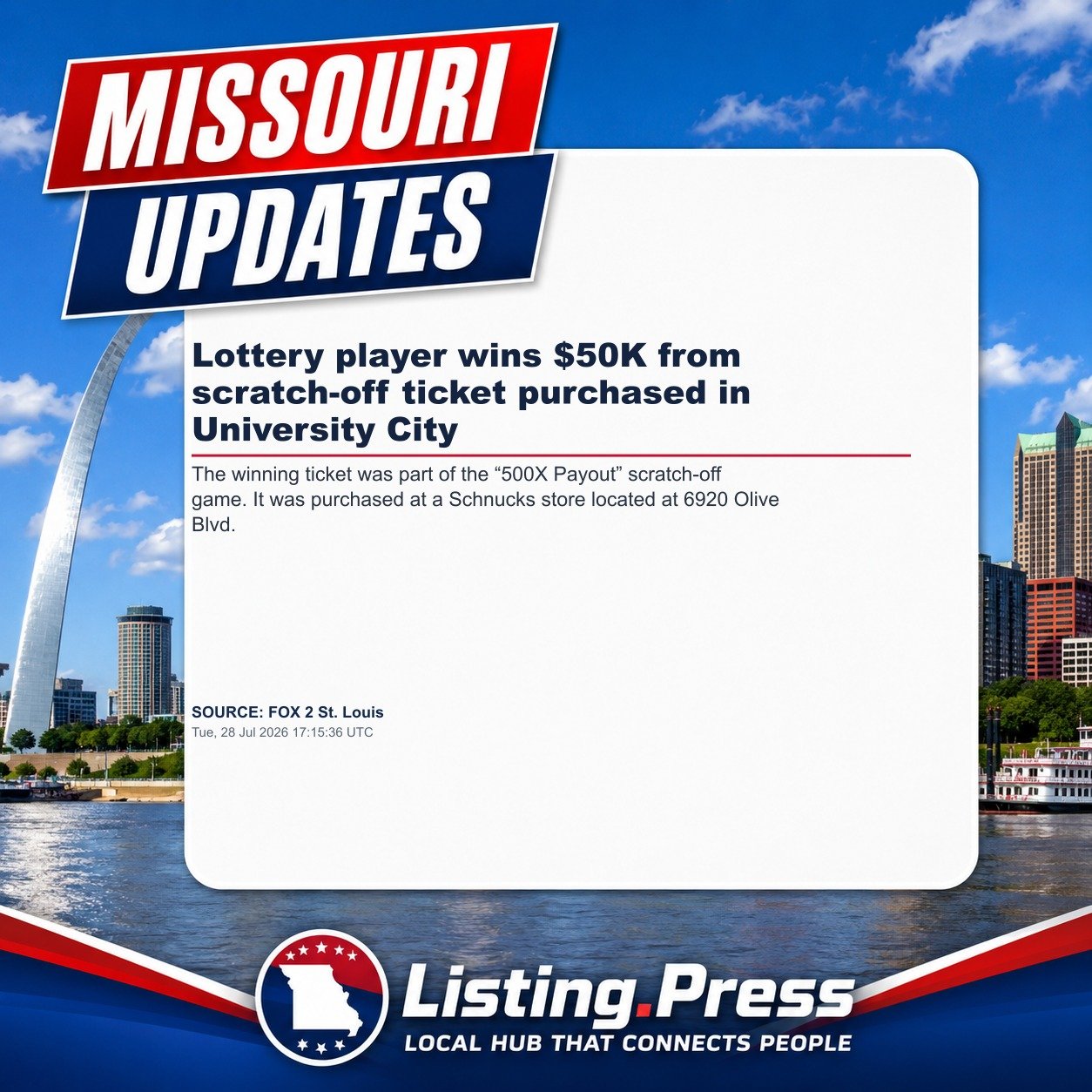 Lottery player wins $50K from scratch-off ticket purchased in University City