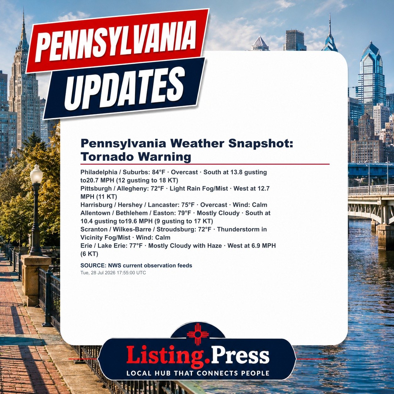 Pennsylvania Weather Snapshot: Tornado Warning