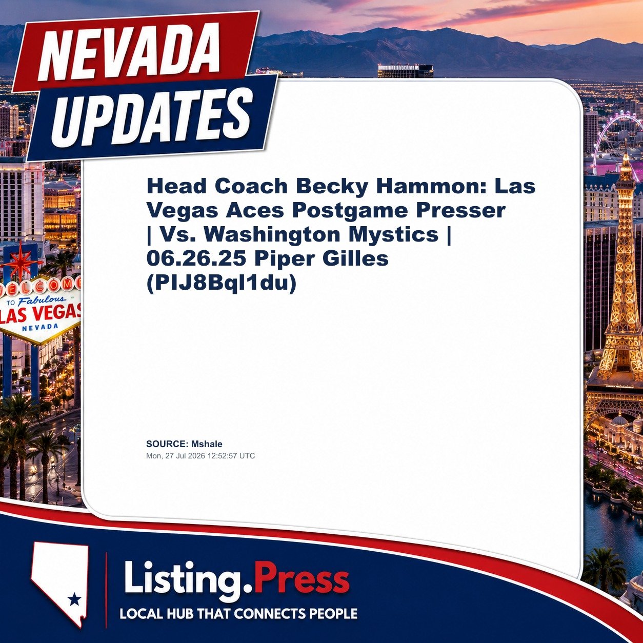 Head Coach Becky Hammon: Las Vegas Aces Postgame Presser | Vs. Washington Mystics | 06.26.25 Piper Gilles (PIJ8Bql1du)