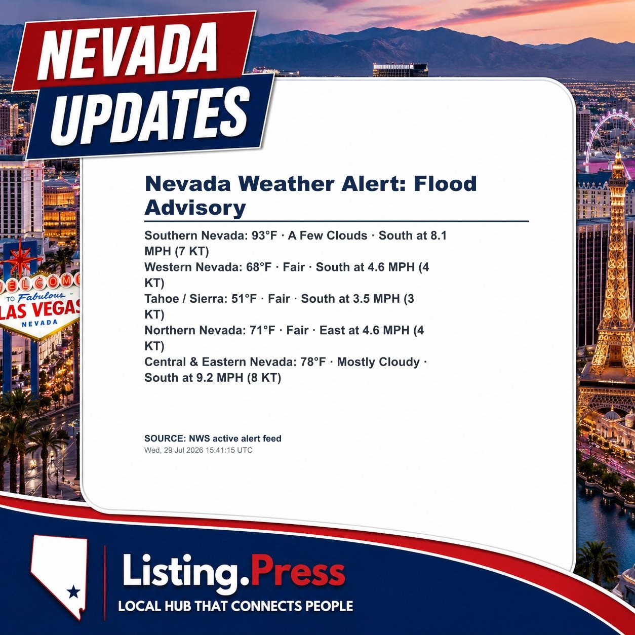 Nevada Weather Alert: Flood Advisory