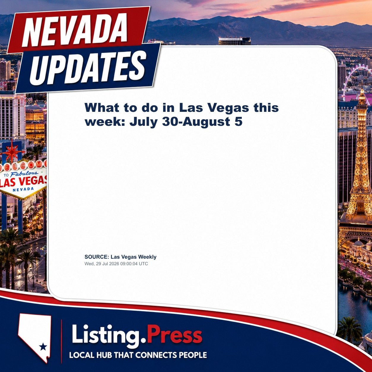 What to do in Las Vegas this week: July 30-August 5
