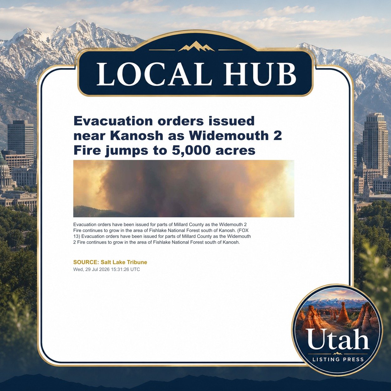 Evacuation orders issued near Kanosh as Widemouth 2 Fire jumps to 5,000 acres